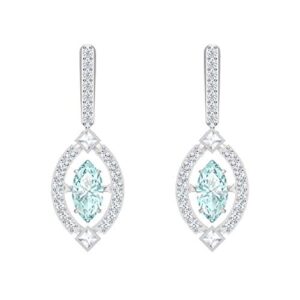 swarovski sparkling dance women's dangling pierced earrings with green and white crystals with a rhodium plated setting