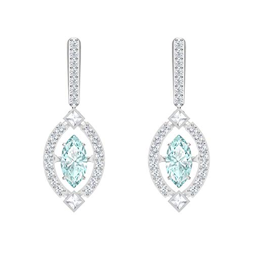 SWAROVSKI Sparkling Dance Women's Dangling Pierced Earrings with Green and White Crystals with a Rhodium Plated Setting