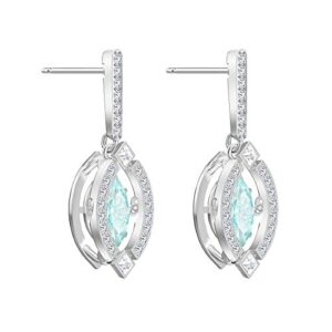 SWAROVSKI Sparkling Dance Women's Dangling Pierced Earrings with Green and White Crystals with a Rhodium Plated Setting