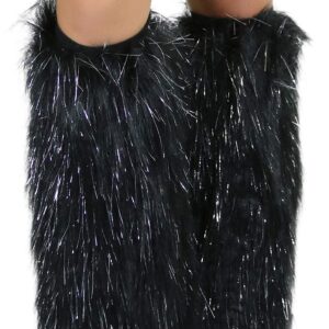 ToBeInStyle Women's Glitter Rave Leg Warmers - Black/Silver - OS