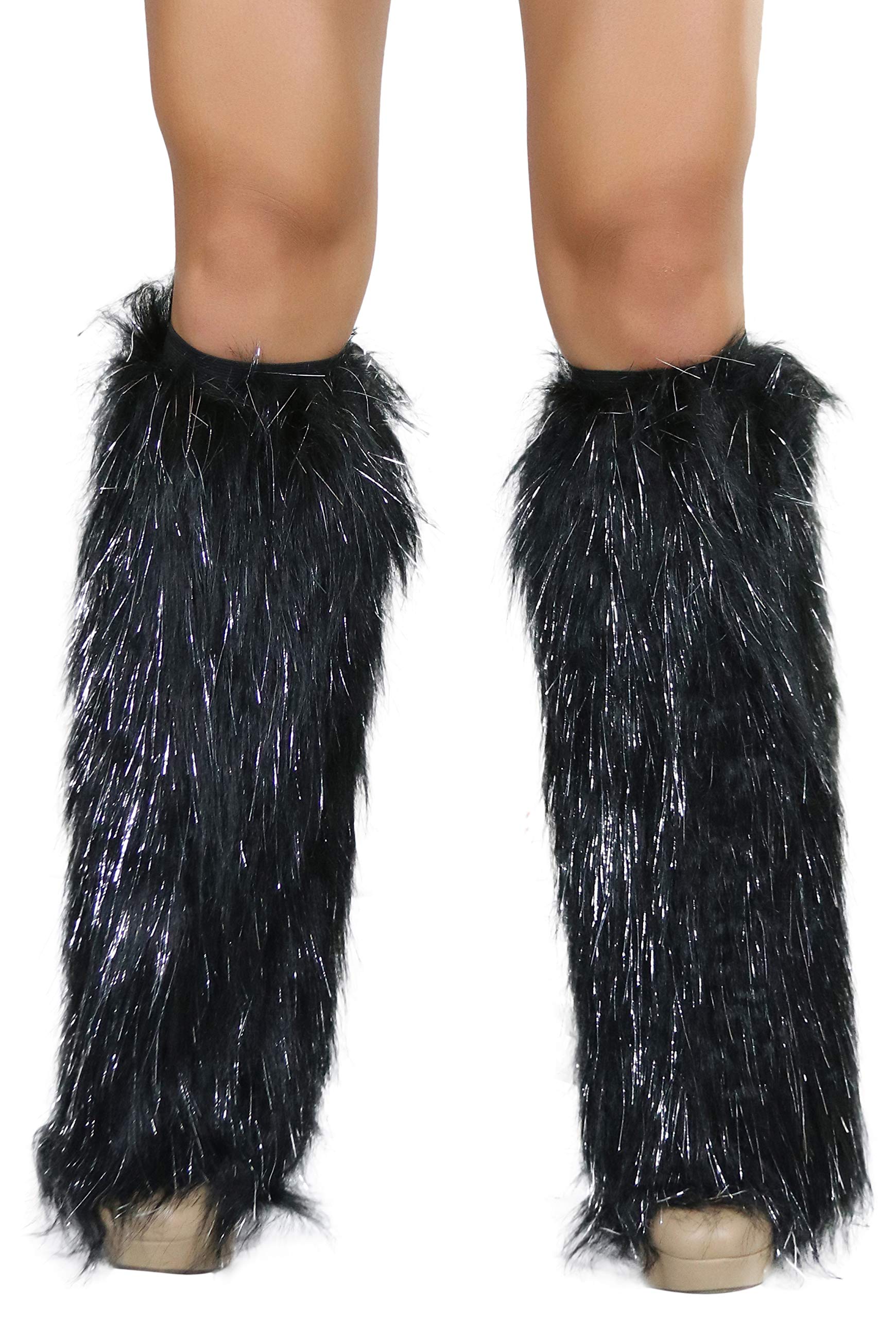 ToBeInStyle Women's Glitter Rave Leg Warmers - Black/Silver - OS