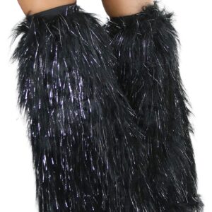 ToBeInStyle Women's Glitter Rave Leg Warmers - Black/Silver - OS