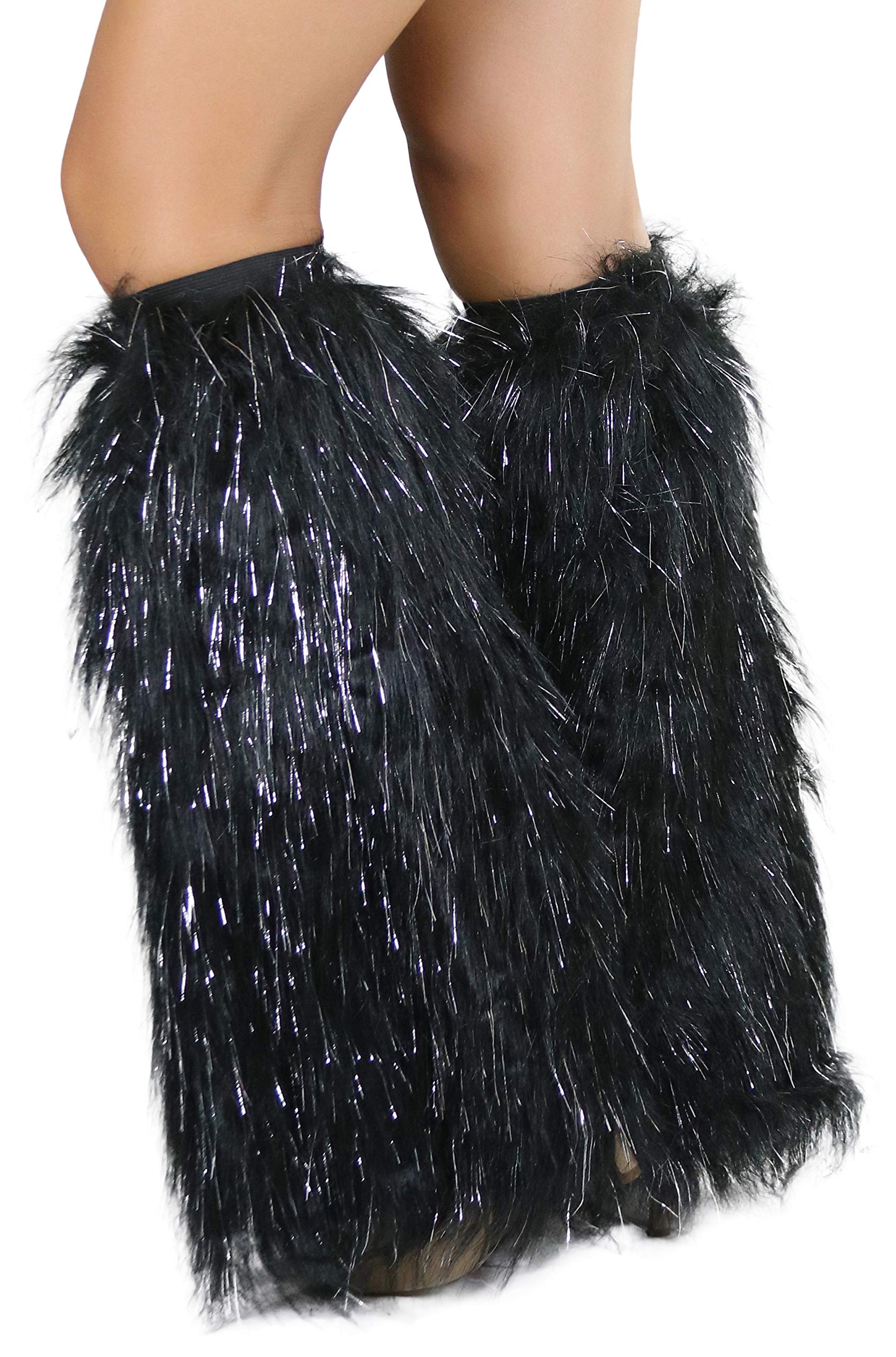 ToBeInStyle Women's Glitter Rave Leg Warmers - Black/Silver - OS