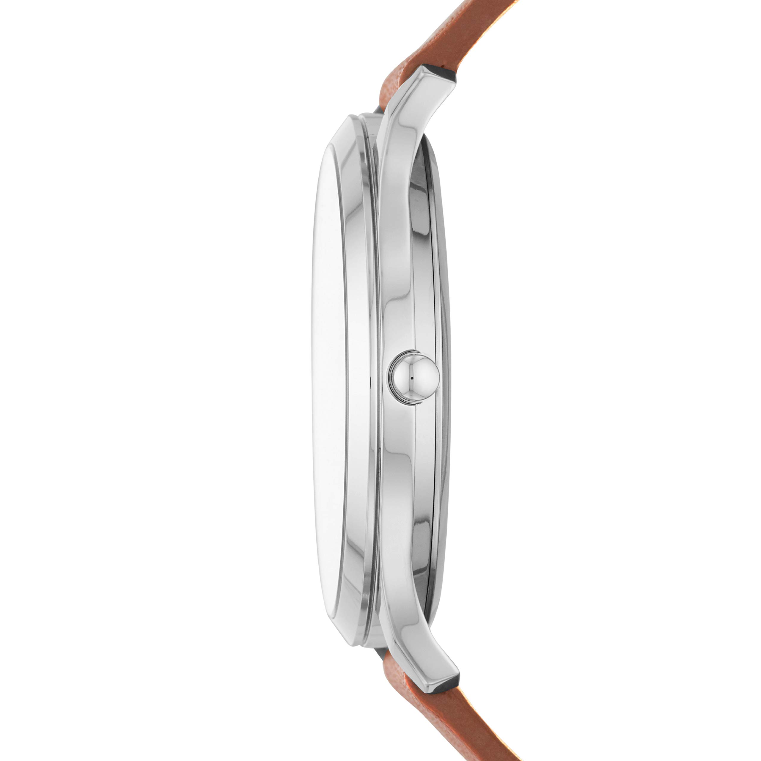 Skagen Men's Jorn Quartz Three-Hand Silver Stainless Steel and Brown Leather Band Watch (Model: SKW6546)