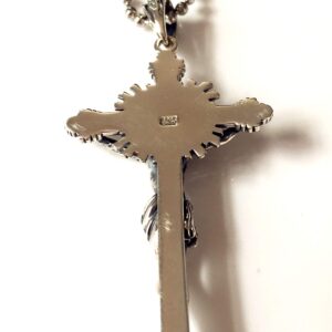 elegantmedical S925 Sterling Silver Large 2.3 inch Crucifix Cross rosary part necklace pendant catholic gift