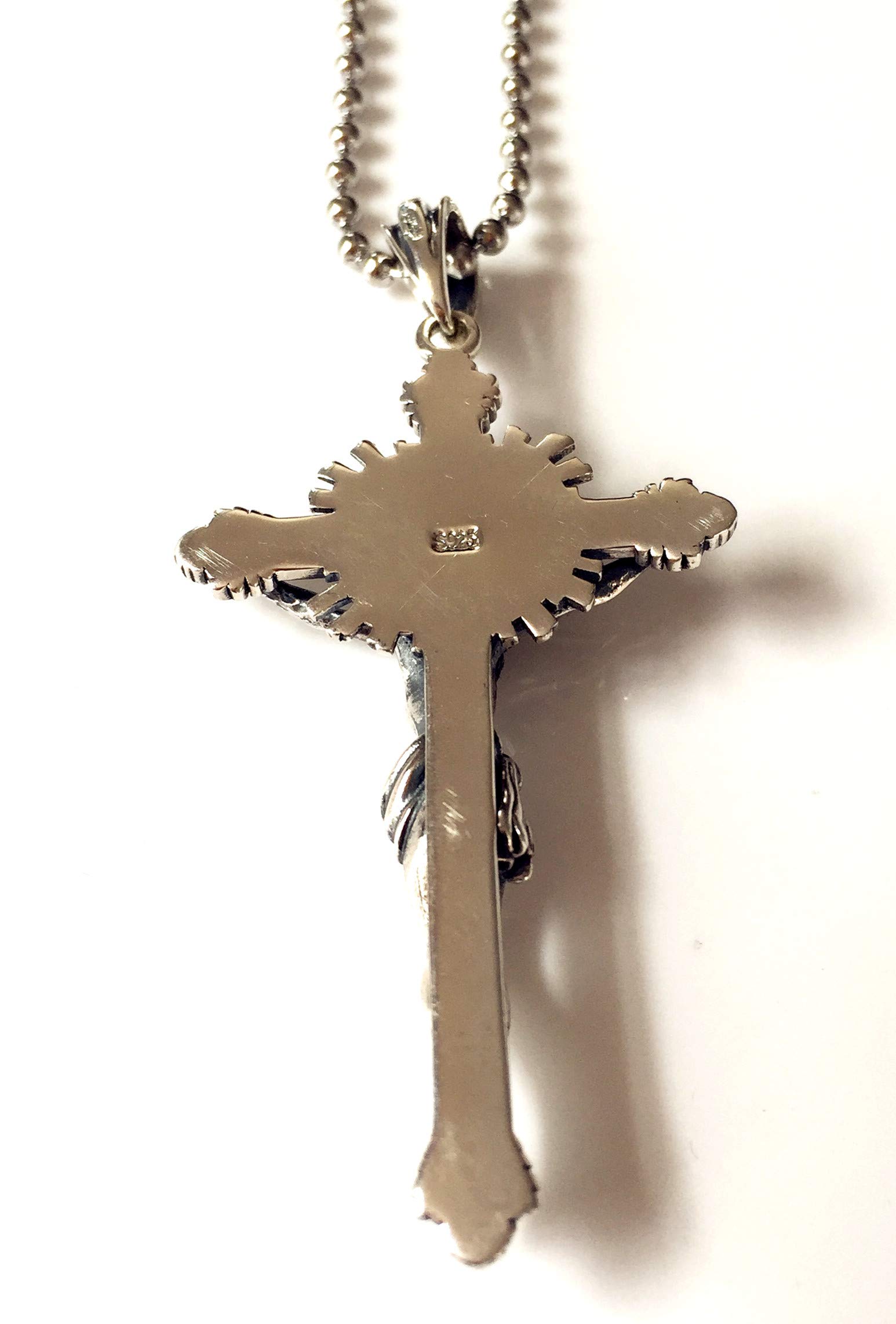 elegantmedical S925 Sterling Silver Large 2.3 inch Crucifix Cross rosary part necklace pendant catholic gift