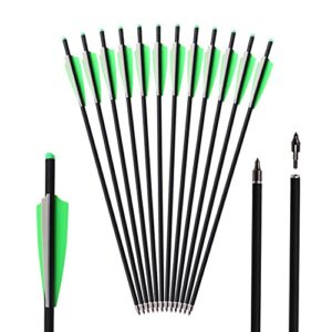 toparchery 12pcs 22 inch crossbow arrows, hunting arrows with replacement screw-in point, crossbow bolts for crossbow, carbon arrows for archery ø 8.8 mm