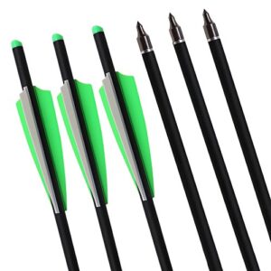 TOPARCHERY 12pcs 22 inch Crossbow Arrows, Hunting Arrows with Replacement Screw-in Point, Crossbow Bolts for Crossbow, Carbon Arrows for Archery ø 8.8 mm