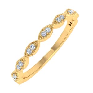 finerock 1/10 carat (ctw) 14k yellow gold diamond ladies swirl stackable anniversary ring (ring size 7) (i1-i2 clarity)