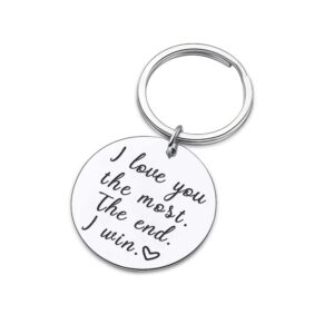 Couple Key Chain Gifts for Him Her-Husband for Girlfriend Boyfriend Wife Keychain Gifts for Anniversary Birthday Wedding Gifts from Wifey Hubby Valentine Day Gifts-I Love You Most The End I Win