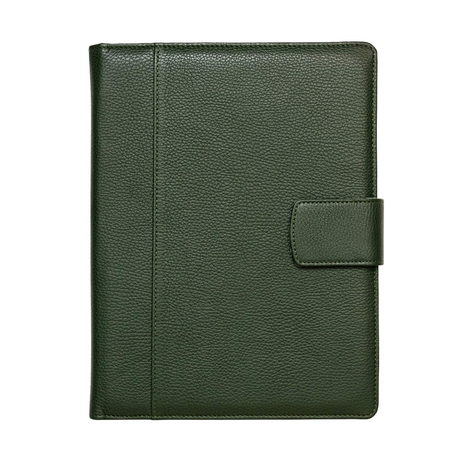 Maruse Italian Leather Executive Padfolio, Folder Organizer with Magnetic Closure and Writing Pad, Handmade in Italy, Dark Green