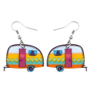 Bonsny Acrylic Drop Dangle Cartoon Funny Camper Van's Camping Car Earrings Jewelry For Women