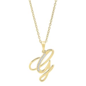 Dazzlingrock Collection 0.05 Carat (ctw) 18K Round Diamond Fancy Letter 'G' Initial Pendant, Yellow Gold