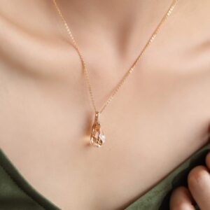 Teardrop Necklace Sterling Silver Dainty Crystal Pendant Necklace Silver Necklace Chain Gold Necklaces for Women (Gold)