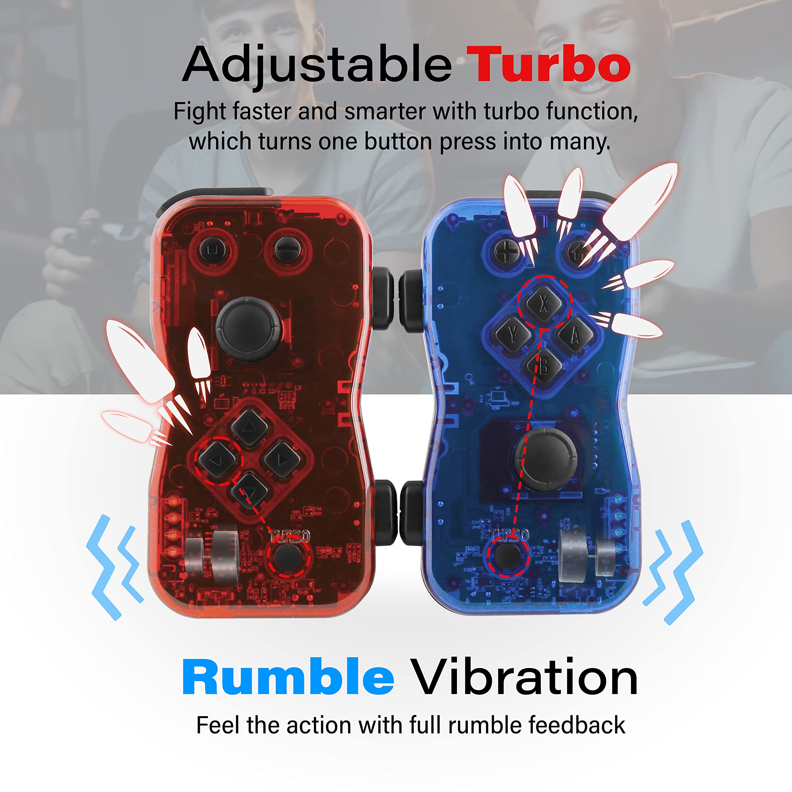 Nyko Dualies Controller Set for Nintendo Switch - Red/Blue: Comfortable, Responsive, and Precise Wireless Gaming with Motion Control, USB C Charge Cable. Joycon Alternative