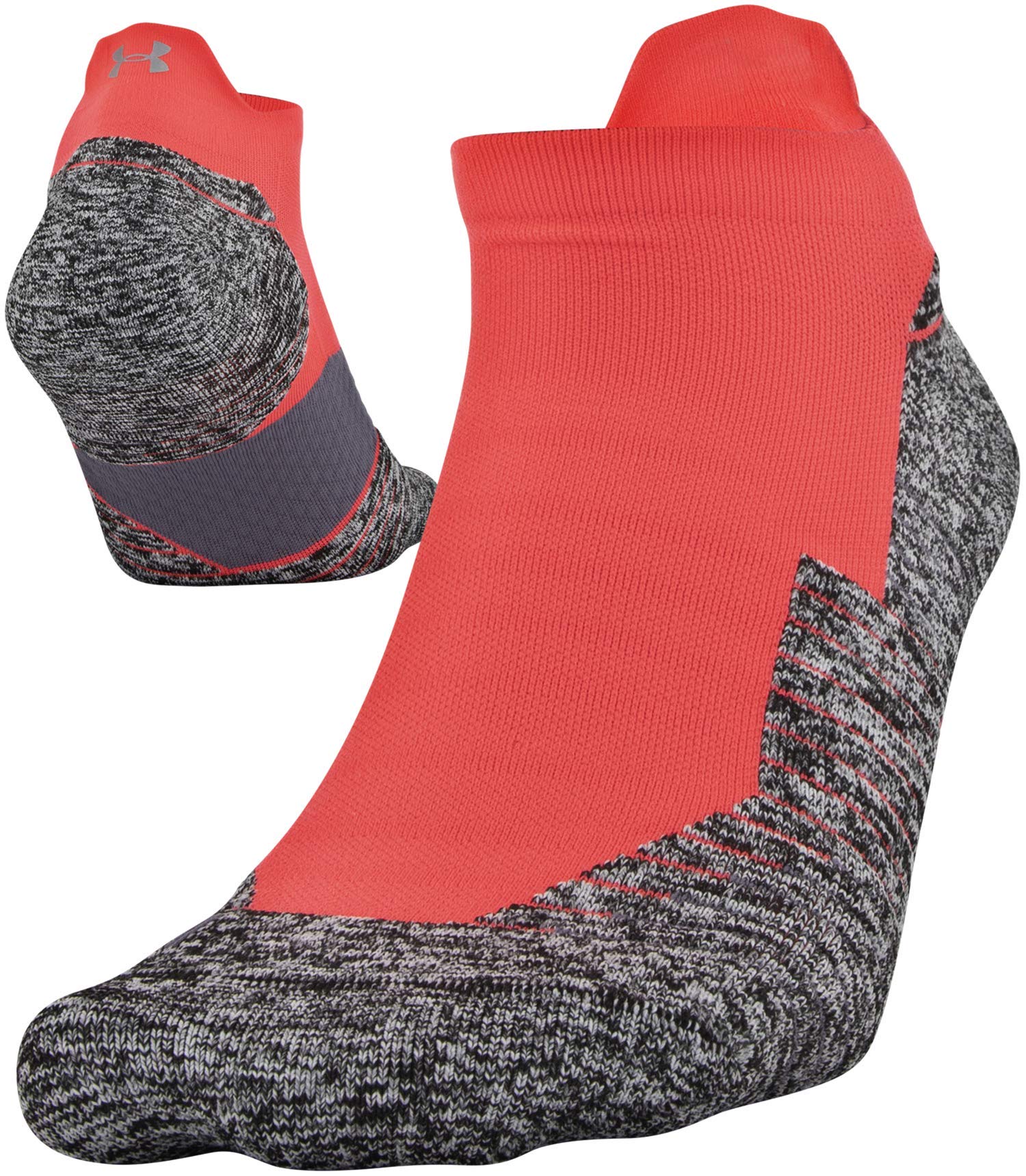 Under Armour Adult Run Cushion No Show Tab Socks, 1-Pair , Beta Red , Shoe Size: Mens 4-8, Womens 6-9