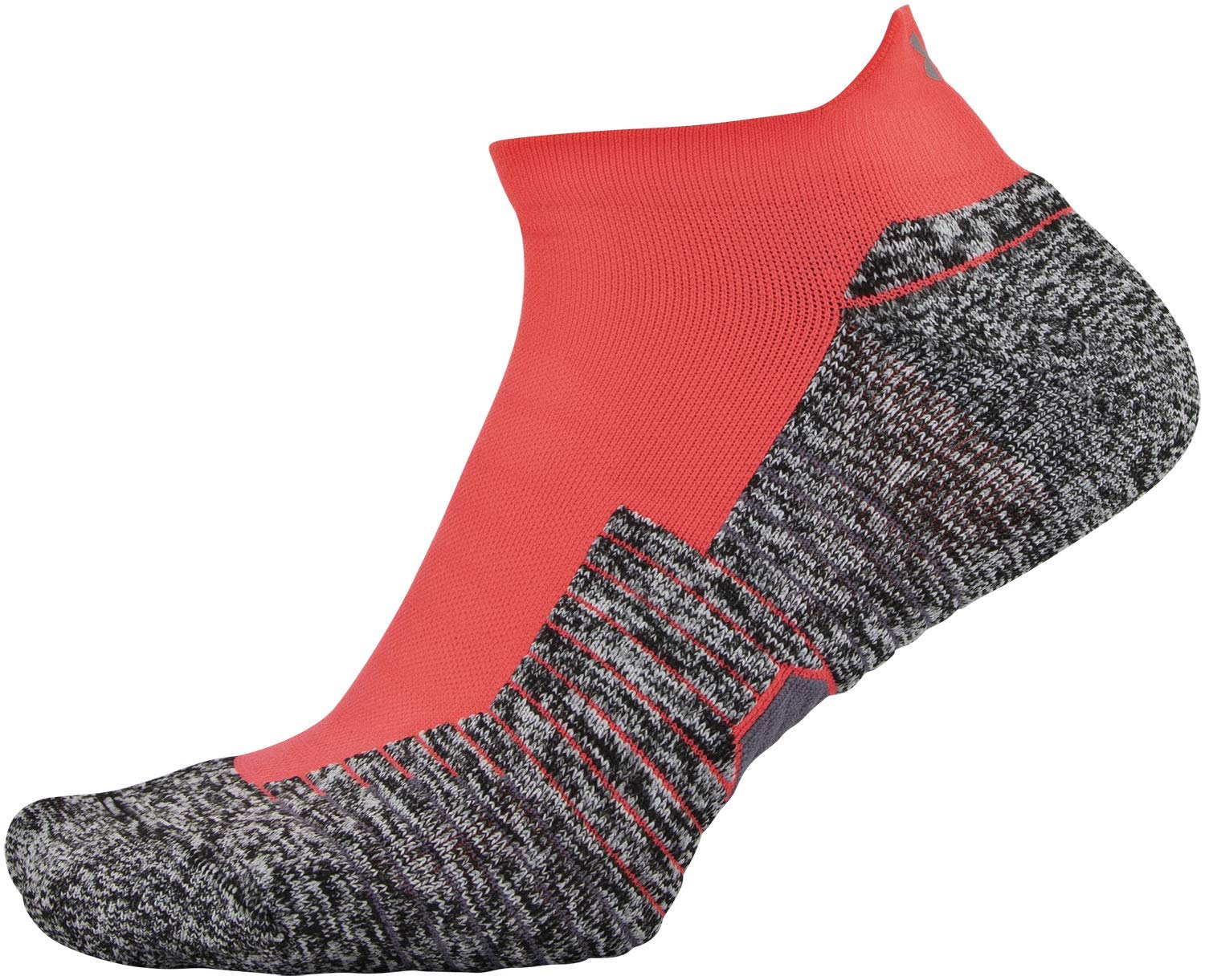 Under Armour Adult Run Cushion No Show Tab Socks, 1-Pair , Beta Red , Shoe Size: Mens 4-8, Womens 6-9