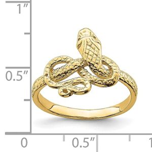 IceCarats 14K Yellow Gold Snake Ring Size 7