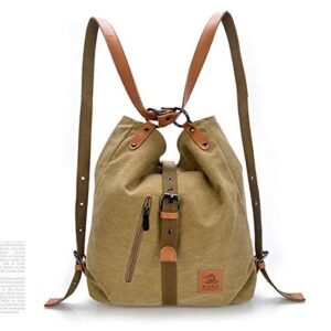 Leijing Women Canvas Casual Multifunctional Microfiber Leather Large Capacity Handbag Shoulder Bags Backpack Khaki one size