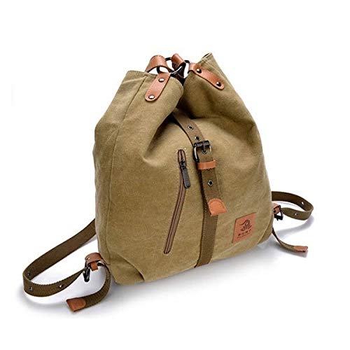 Leijing Women Canvas Casual Multifunctional Microfiber Leather Large Capacity Handbag Shoulder Bags Backpack Khaki one size