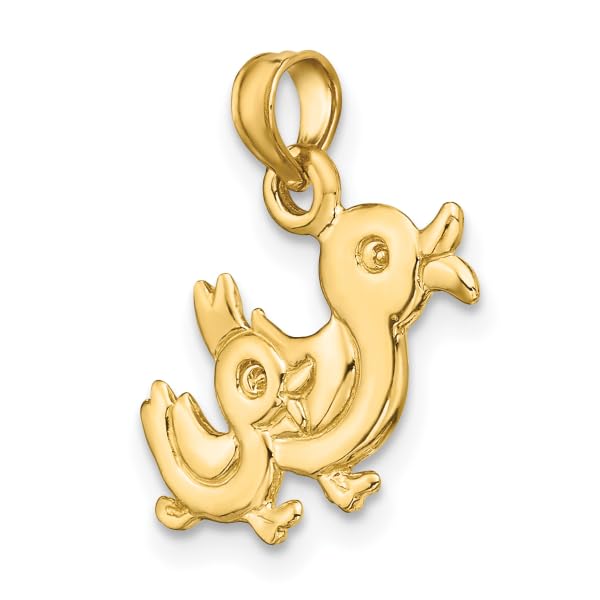 IceCarats 14K Yellow Gold Two Mallard Ducks Necklace Bird Pendant Charm 18mm x 17.3mm Only