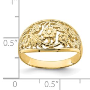 IceCarats 14K Yellow Gold Flower Chunky Dome Statement Ring Size 7