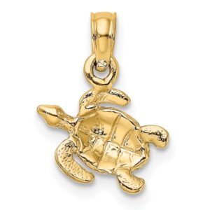 IceCarats 14K Yellow Gold Sea Turtle Necklace Charm Pendant 15mm x 11.15mm Only