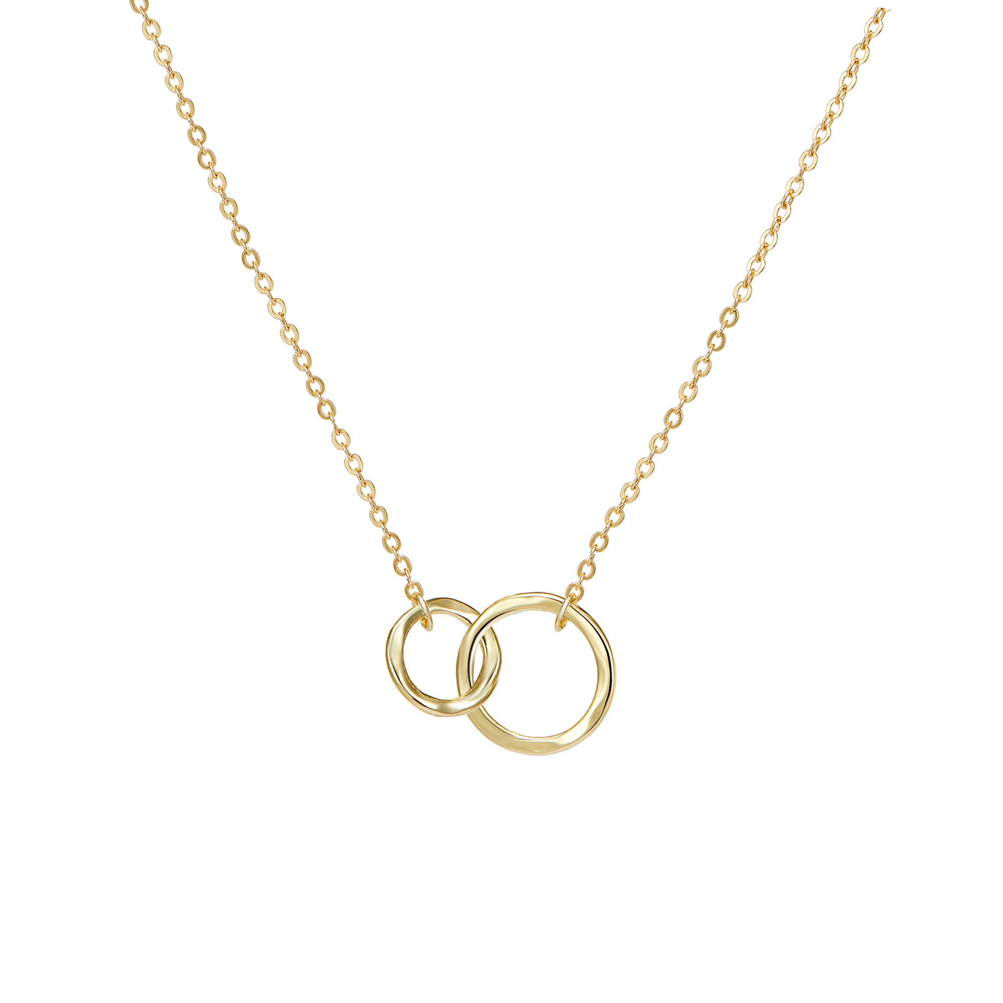 Befettly Women Sister Necklace,14K Gold Plated Interlocking Circle Necklace Cute Dainty Harmmered Karma Friendship Pendant Necklace