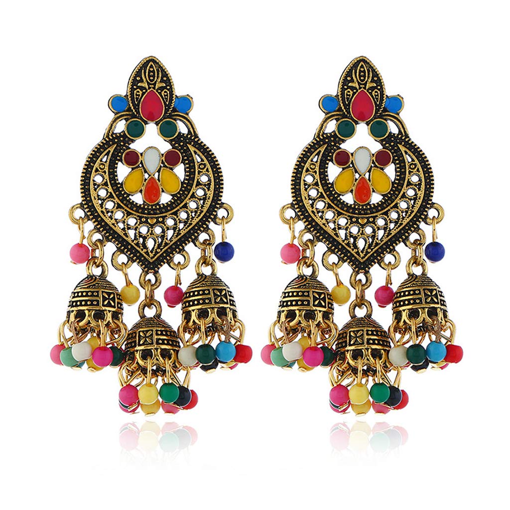 Kofun Earrings, Retro Indian Bollywood Kundan Jhumka Jhumki Drop Earrings Gypsy Fashion Jewelry