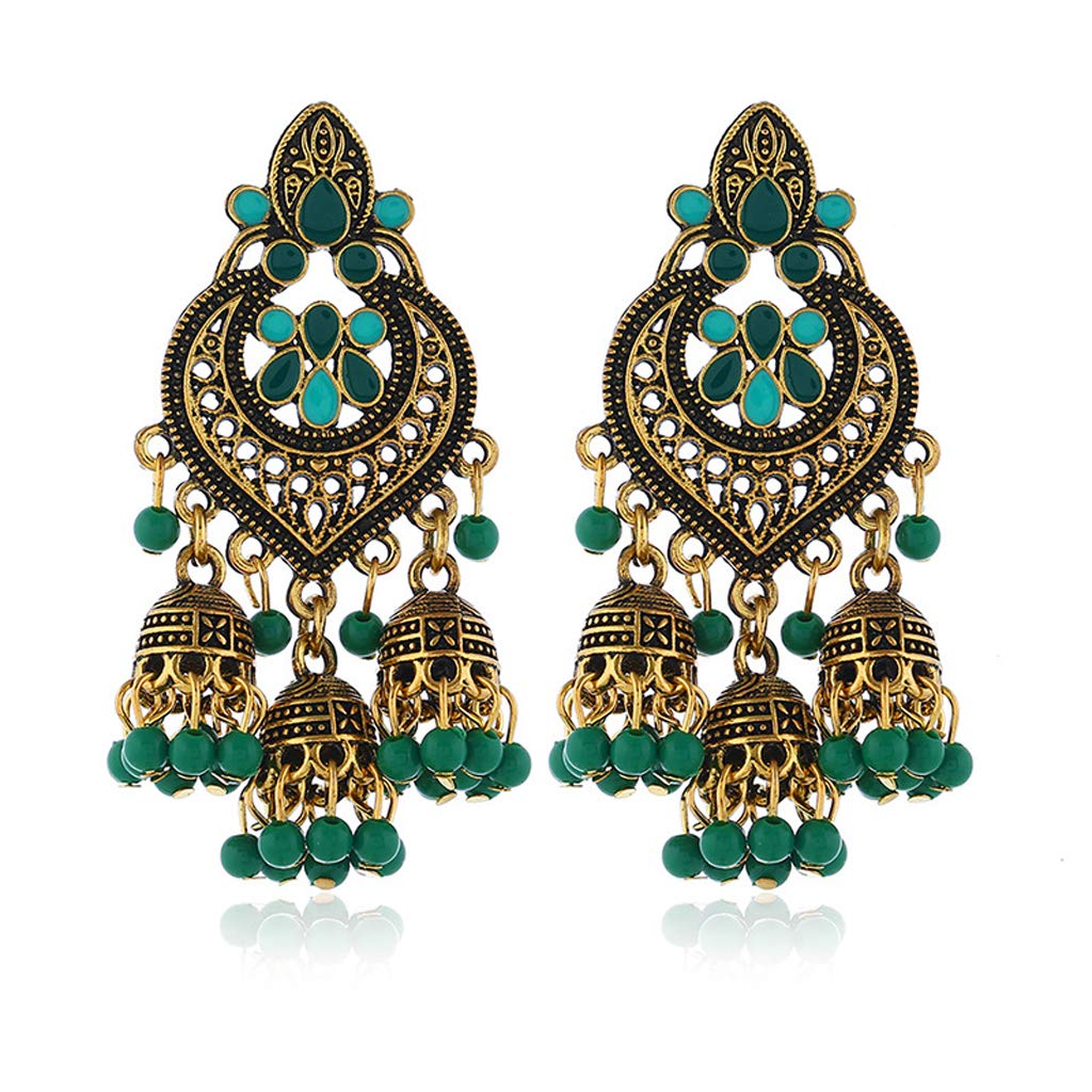 Kofun Earrings, Retro Indian Bollywood Kundan Jhumka Jhumki Drop Earrings Gypsy Fashion Jewelry