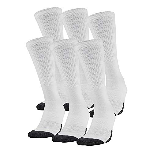 Under Armour Adult Performance Tech Crew Socks, Multipairs , White (6-Pairs) , Medium