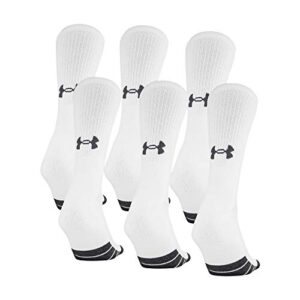 Under Armour Adult Performance Tech Crew Socks, Multipairs , White (6-Pairs) , Medium