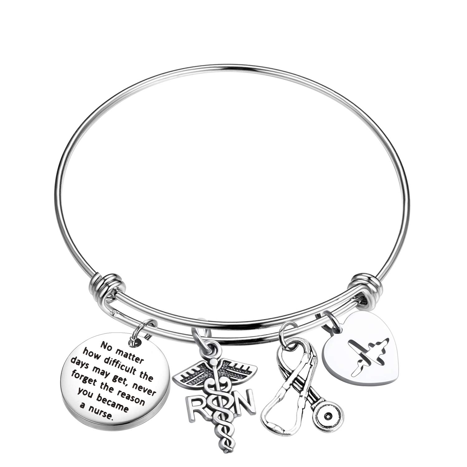 FUSTMW Nurse Gift Nurse Keychain RN Charm Nursing Graduation Gift Medical Jewelry Nurse Inspirational Gifts (RN Bracelet)