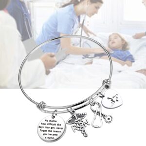 FUSTMW Nurse Gift Nurse Keychain RN Charm Nursing Graduation Gift Medical Jewelry Nurse Inspirational Gifts (RN Bracelet)