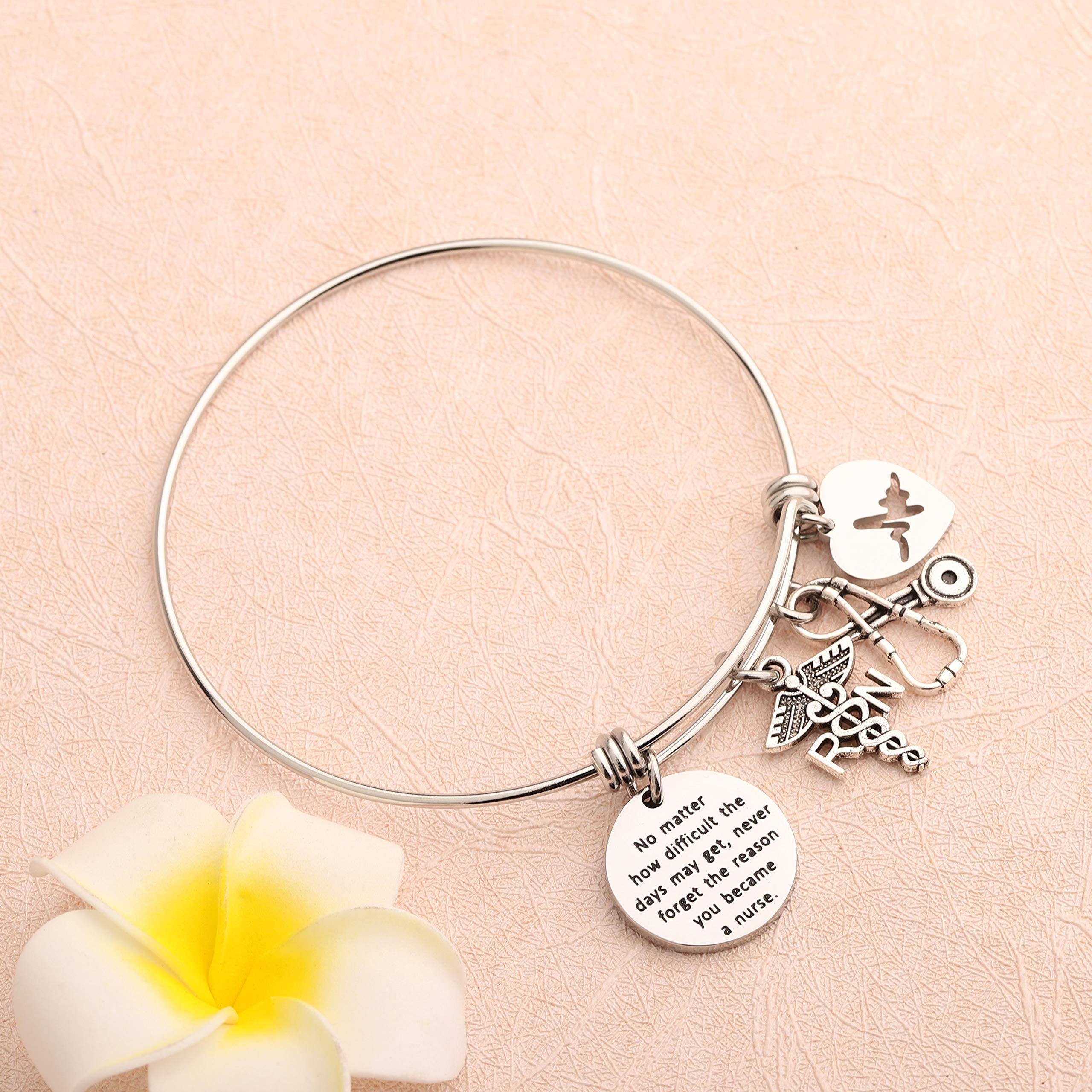 FUSTMW Nurse Gift Nurse Keychain RN Charm Nursing Graduation Gift Medical Jewelry Nurse Inspirational Gifts (RN Bracelet)