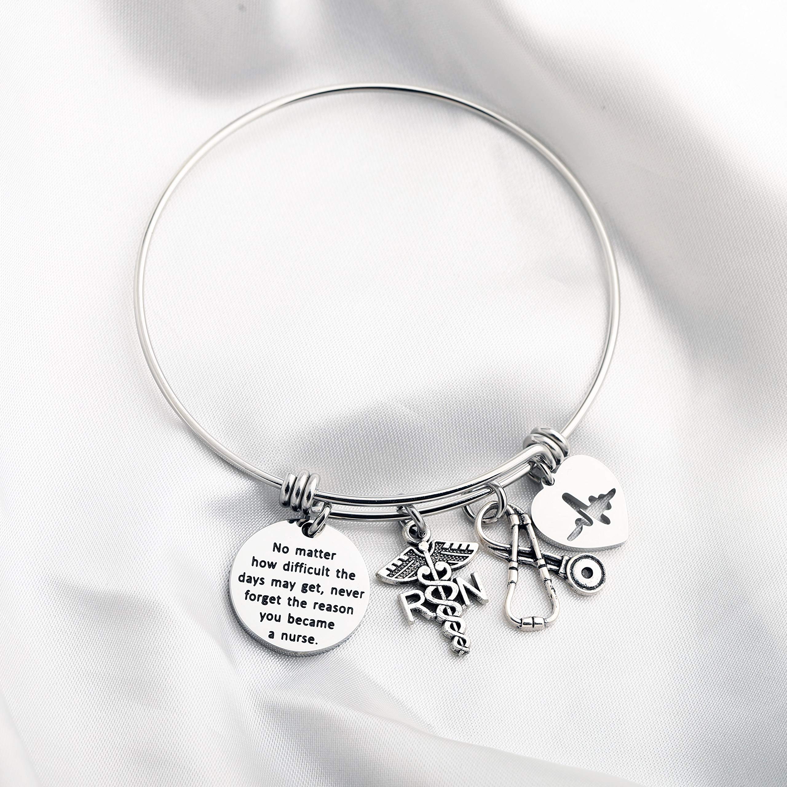 FUSTMW Nurse Gift Nurse Keychain RN Charm Nursing Graduation Gift Medical Jewelry Nurse Inspirational Gifts (RN Bracelet)