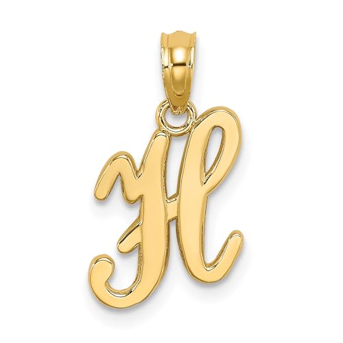 14K Yellow Gold Dainty Letter H Initial Name Monogram Necklace Charm Pendant Only