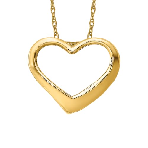 IceCarats 14K Yellow Gold Floating Heart Necklace Love Pendant Charm 14.2mm x 12.25mm Only