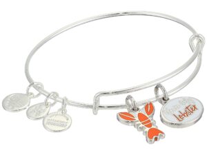 alex and ani as19ebfrd06ss,friends, you're my lobster duo charm expandable bangle bracelet,shiny silver,red,bracelet