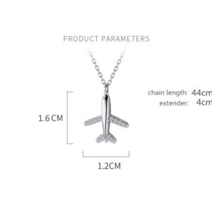 Tiny Crystal Airplane Pendant Necklace for Women Teen Girls 925 Sterling Silver 18K White Gold Plated Huggie Diamond Plane Free Fly Wings Drop Choker Y Necklace Chain Lightweight Fashion Jewelry