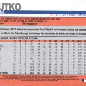 2019 Topps #492 Adam Plutko Cleveland Indians Baseball Card