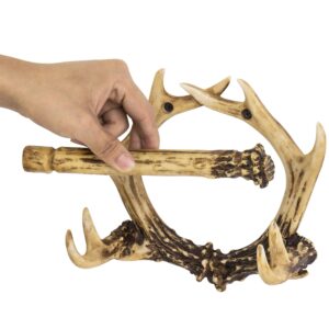 MyGift Wall Mounted Rustic Resin Single Toilet Paper Roll Holder with Deer Antler Shaped Design, Holds 1 Roll