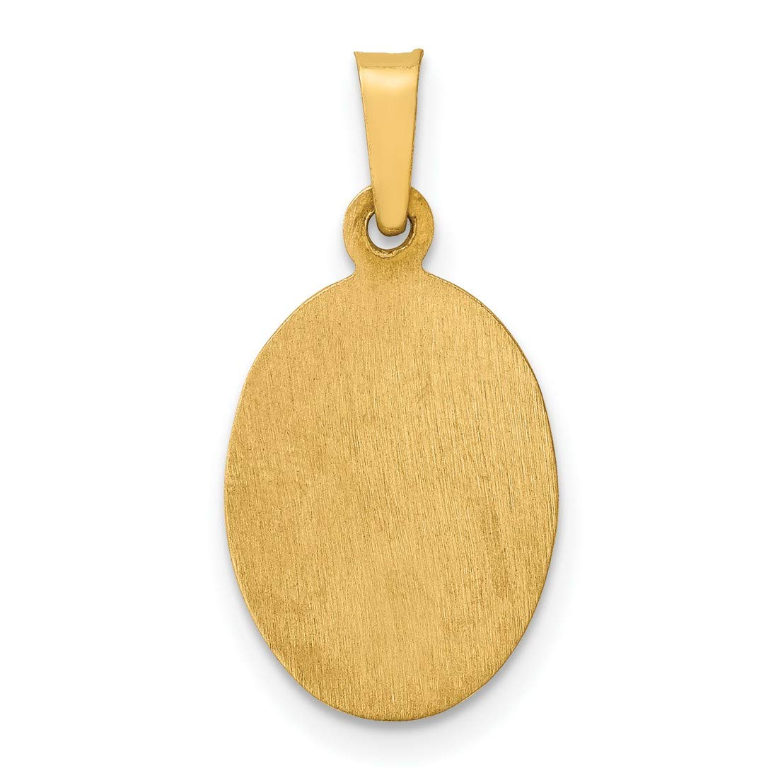 Jewelry Stores Network Hollow Satin Finish Saint Jude Thaddeus Pray For Us Words on Oval Pendant in Real 14k Yellow Gold 16x11mm