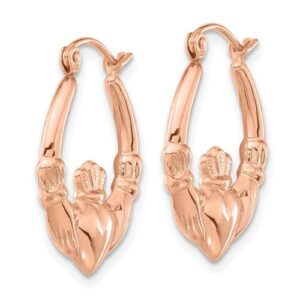 14k rose pink gold heart love irish claddagh celtic hoop earrings jewelry