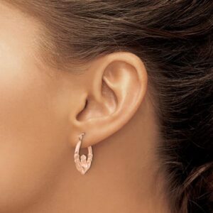 14K Rose Pink Gold Heart Love Irish Claddagh Celtic Hoop Earrings Jewelry