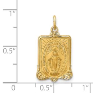 IceCarats 14K Yellow Gold Rectangle Our Lady of Miraculous Medal Blessed Virgin Mary Necklace Charm Pendant 24mm x 13.25mm Only