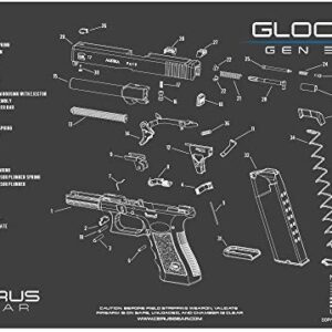 Gen 3 5 PC EDOG Cerus Gear Schematic (Exploded View) Heavy Duty Pistol Cleaning 12x17 Padded Gun-Work Surface Protector Mat Solvent & Oil Resistant & 3 PC Cleaning Essentials & Clenzoil