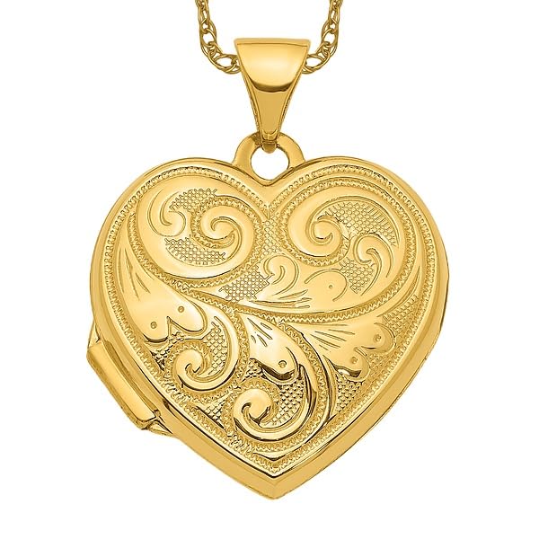 IceCarats 14K Yellow Gold Reversible Heart Love Personalized Photo Locket Necklace Charm Pendant 24mm x 18.6mm Only