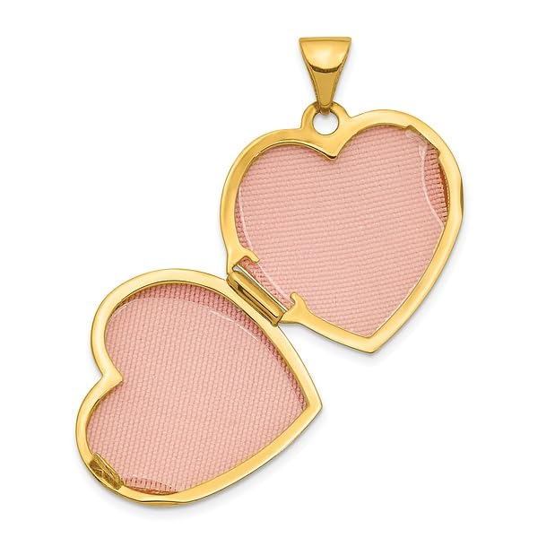 IceCarats 14K Yellow Gold Reversible Heart Love Personalized Photo Locket Necklace Charm Pendant 24mm x 18.6mm Only