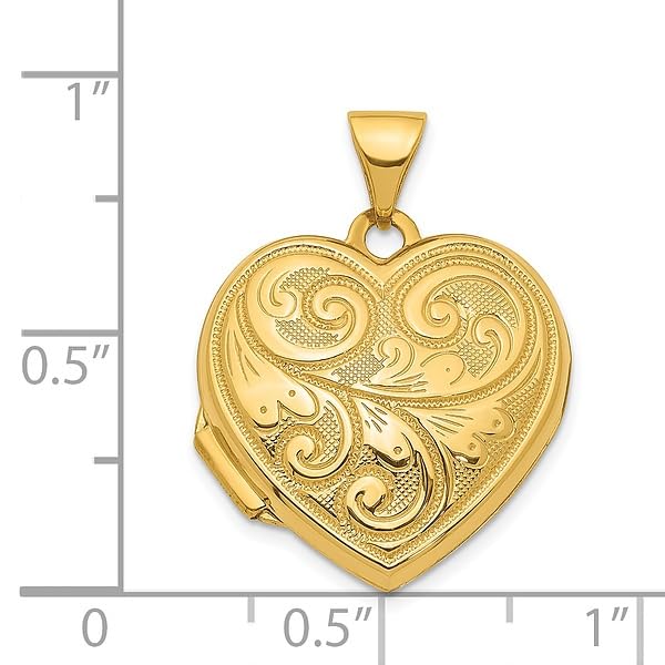 IceCarats 14K Yellow Gold Reversible Heart Love Personalized Photo Locket Necklace Charm Pendant 24mm x 18.6mm Only